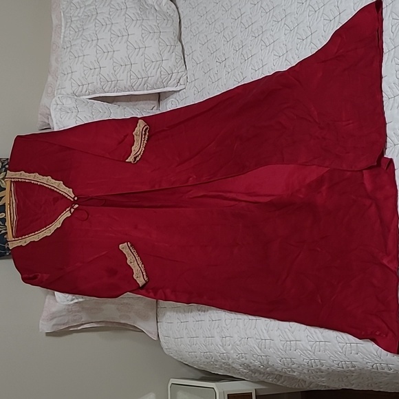 Source Unknown | Intimates & Sleepwear | Vintage Deep Red Silky Robe ...